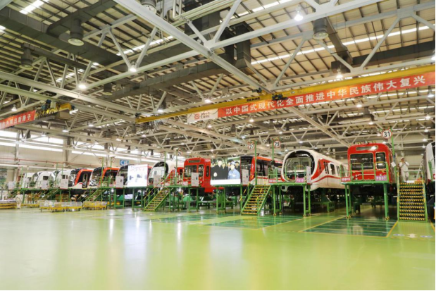 A series of urban rail vehicles are assembled in the urban rail business department of CRRC Zhuji