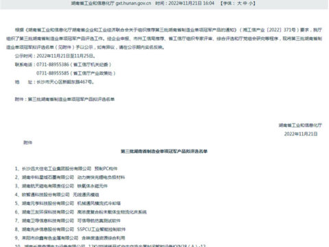 The “Zinc Alloy” project of Hunan Zhuye Torch New Material Co., Ltd. won the third batch of Hunan Provincial Manufacturing Single Champion Product Award